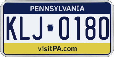 PA license plate KLJ0180