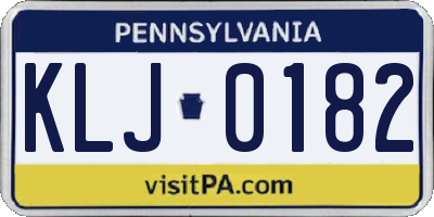 PA license plate KLJ0182