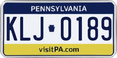 PA license plate KLJ0189