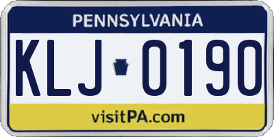 PA license plate KLJ0190