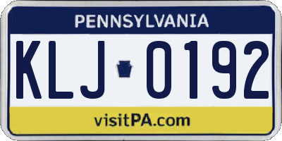PA license plate KLJ0192