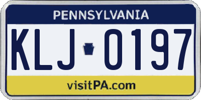 PA license plate KLJ0197