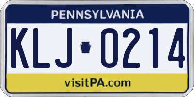PA license plate KLJ0214