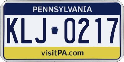 PA license plate KLJ0217