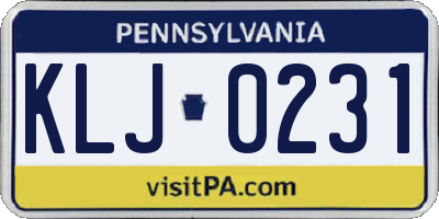 PA license plate KLJ0231