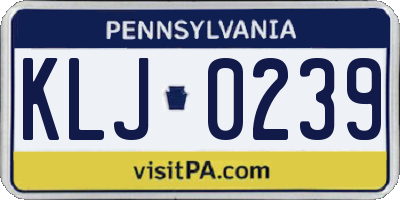 PA license plate KLJ0239
