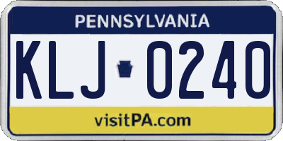 PA license plate KLJ0240