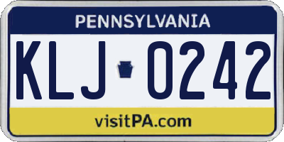 PA license plate KLJ0242