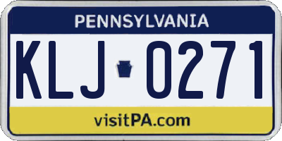 PA license plate KLJ0271