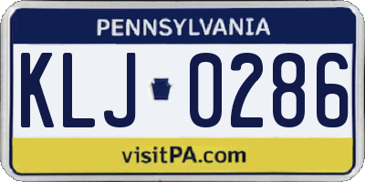 PA license plate KLJ0286