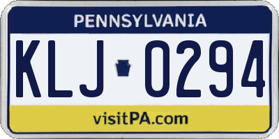 PA license plate KLJ0294