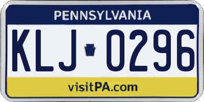 PA license plate KLJ0296