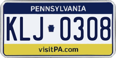PA license plate KLJ0308