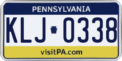 PA license plate KLJ0338