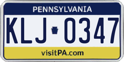 PA license plate KLJ0347