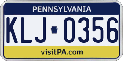 PA license plate KLJ0356