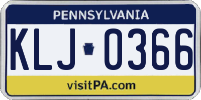 PA license plate KLJ0366