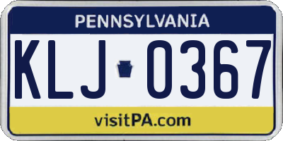 PA license plate KLJ0367