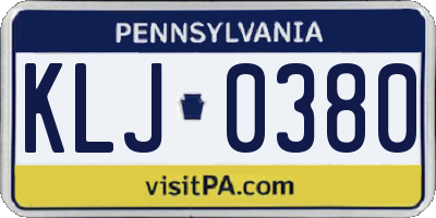 PA license plate KLJ0380