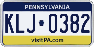 PA license plate KLJ0382