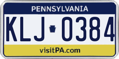 PA license plate KLJ0384