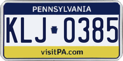 PA license plate KLJ0385