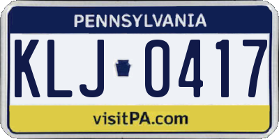 PA license plate KLJ0417