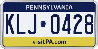 PA license plate KLJ0428