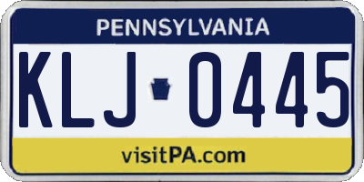 PA license plate KLJ0445