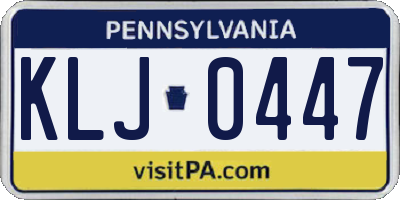 PA license plate KLJ0447