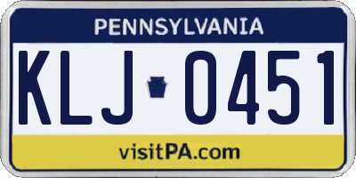 PA license plate KLJ0451