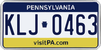 PA license plate KLJ0463