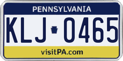 PA license plate KLJ0465