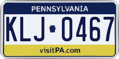 PA license plate KLJ0467