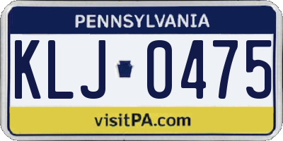 PA license plate KLJ0475