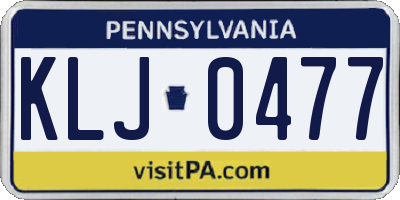 PA license plate KLJ0477