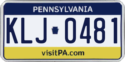 PA license plate KLJ0481