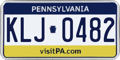 PA license plate KLJ0482
