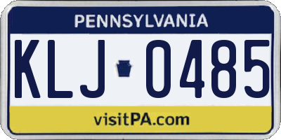 PA license plate KLJ0485