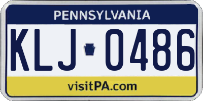 PA license plate KLJ0486