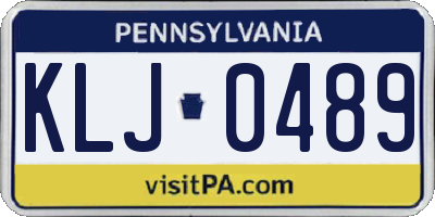 PA license plate KLJ0489