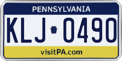 PA license plate KLJ0490