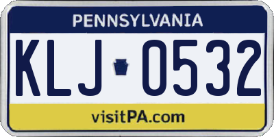 PA license plate KLJ0532