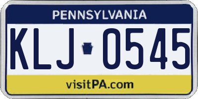 PA license plate KLJ0545