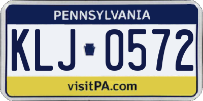 PA license plate KLJ0572