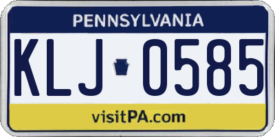 PA license plate KLJ0585