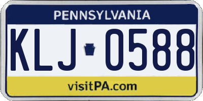 PA license plate KLJ0588