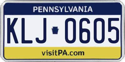 PA license plate KLJ0605