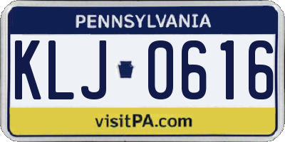 PA license plate KLJ0616
