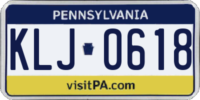 PA license plate KLJ0618